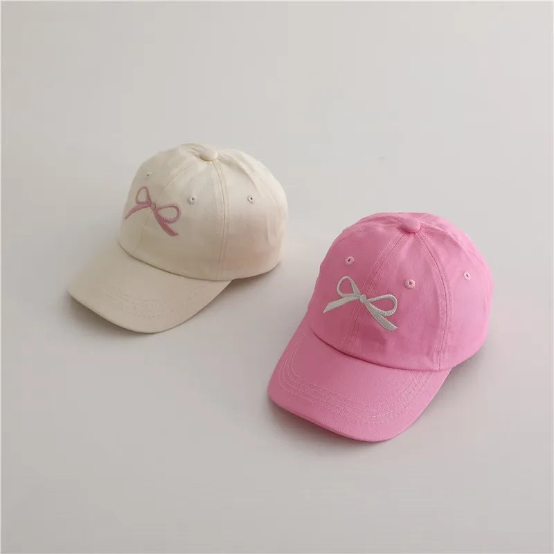 Fashion Children Embroidery Bow Baseball Hats Kids Accessories Boy Girl Vacation Sunscreen Hat Cotton Baby Adjustable Casual Cap