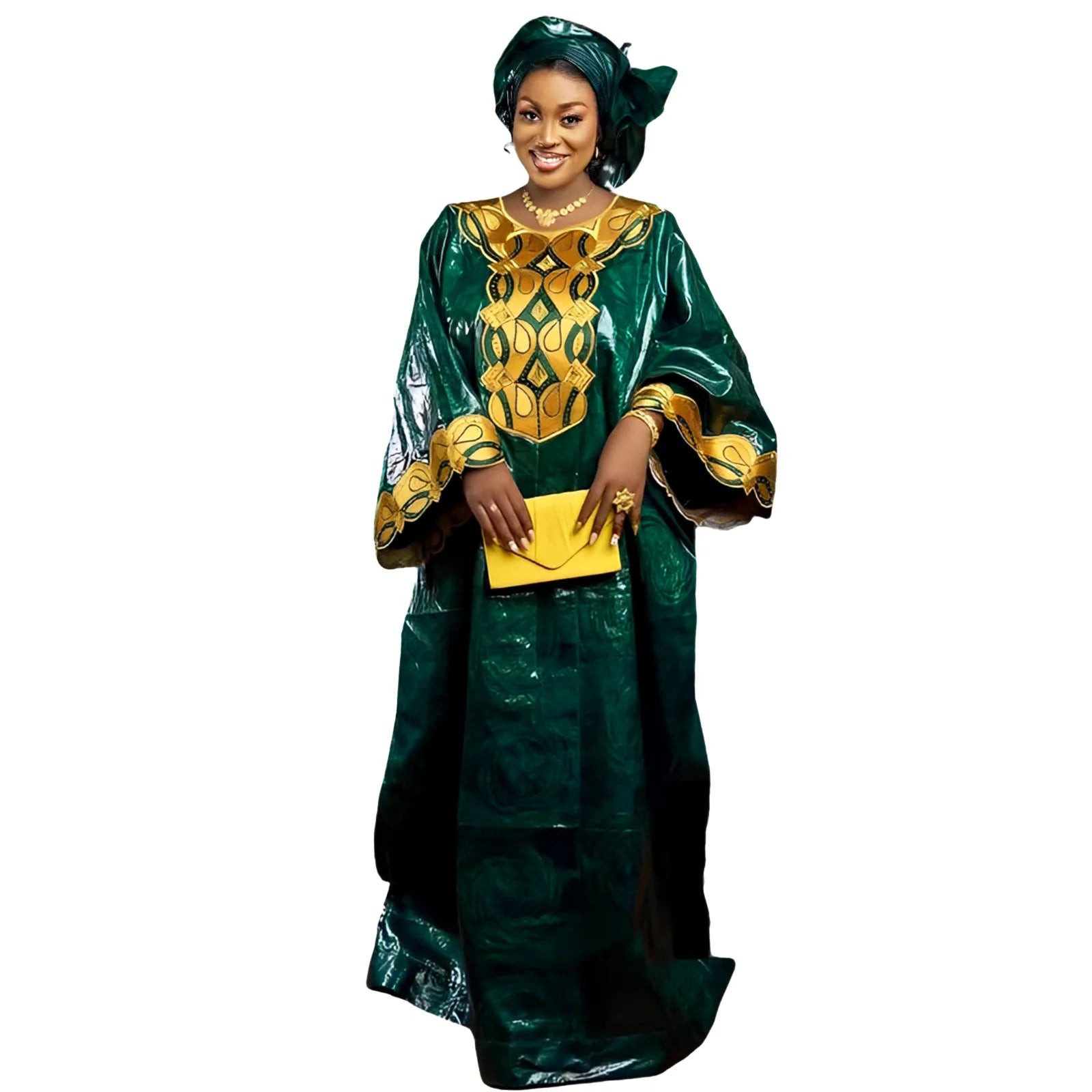 African Bazin Riche Embroidery Long Dress for Women