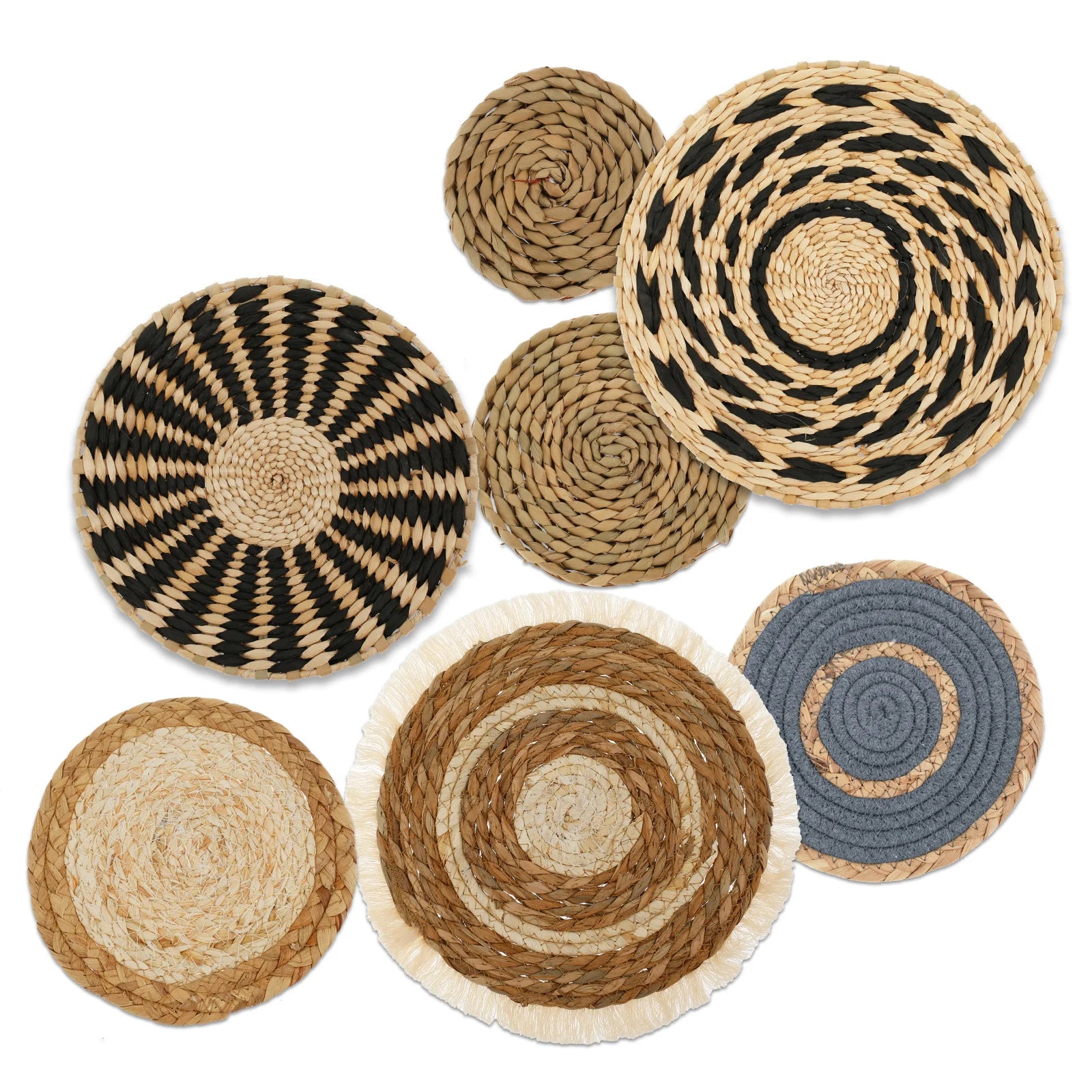 7-Piece Boho Rattan Woven Wall Basket Decor Set