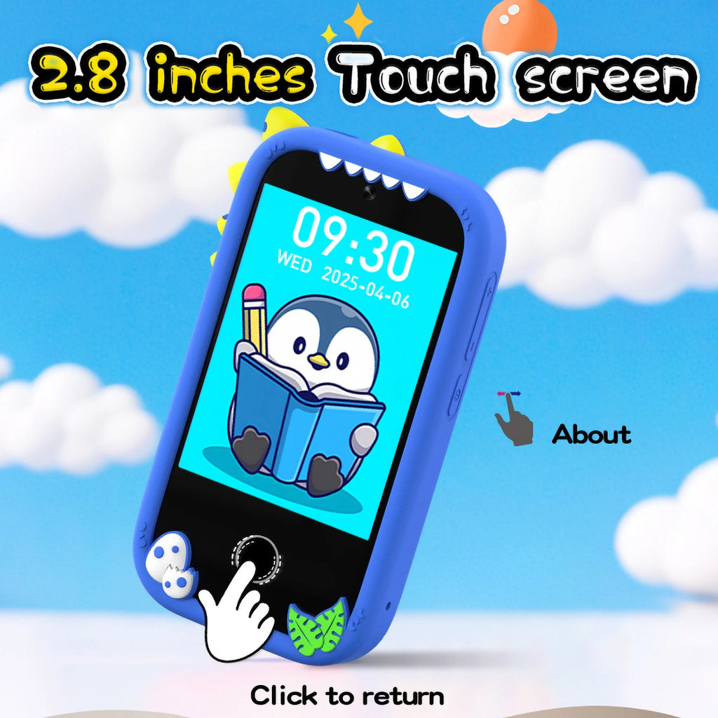 Upgrade Kid Smart Phone Toy 2.8 Inch Touch Video recording Music Player 16 Games Baby Phone for Children Brithday Gifts