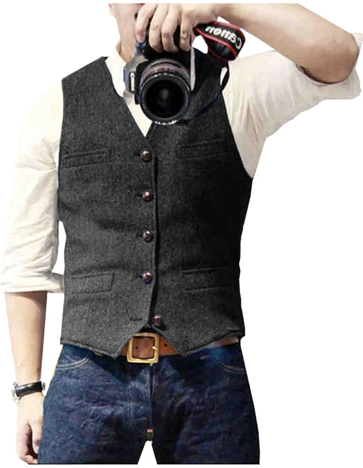 Men's Wool Herringbone Tweed Suit Vest – Formal Waistcoat