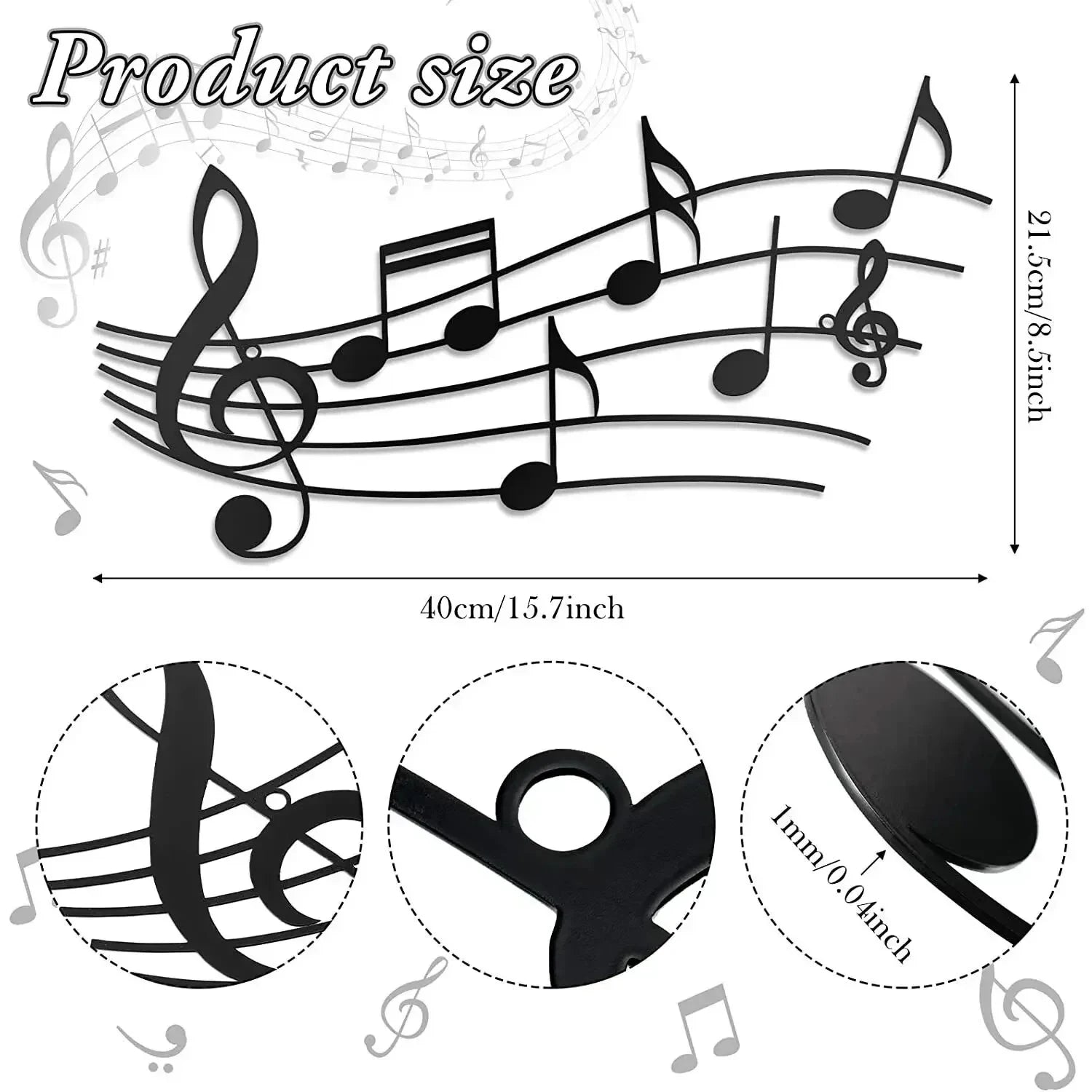 Metal Music Note Wall Art – Vintage Hanging Sign Decor
