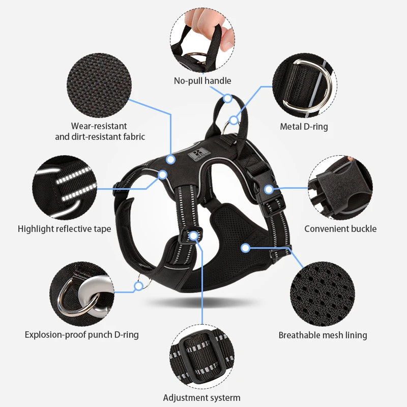 No-Pull Reflective Dog Harness – Adjustable for Small, Medium & Large Dogs