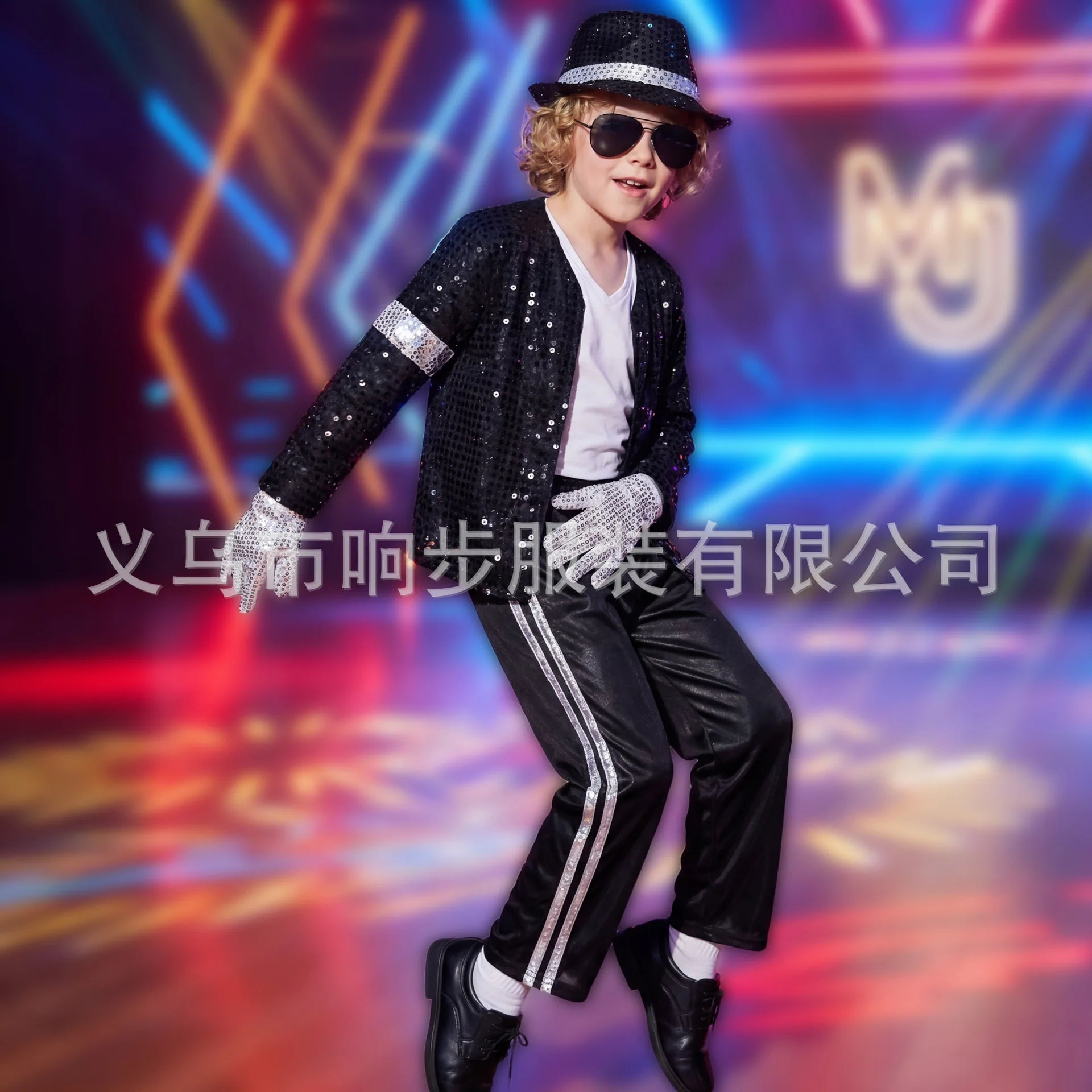 Kids Cosplay Dance Star Costume Set Metallic Shiny 80s 90s Stage Party Outfit Boy Girl Clothing Children Michael Jackson Costume