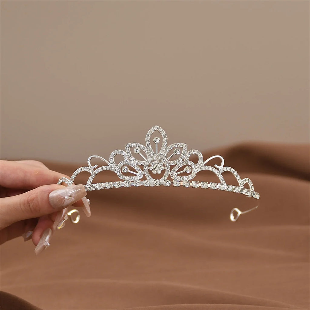 Mini Crowns Hair Comb Crystal Bridal Tiaras For Girls Rhinestone Pearl Wedding Birthday Party Children's Hair Accessories