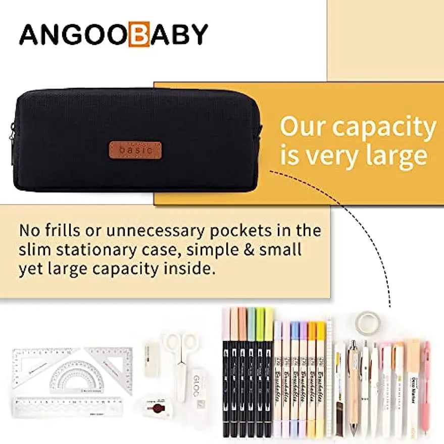 Canvas Pencil Case Student Pouch Coin Cosmetic Bag Office Stationery Organizer For Teen Girl Boy School Supplies