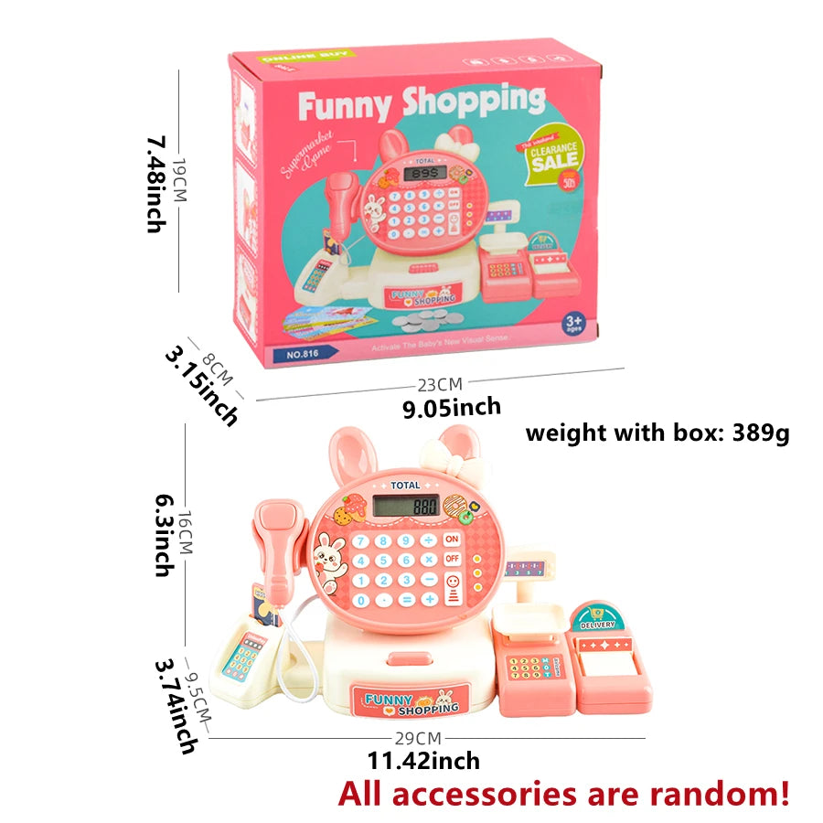 Simulation Supermarket Cash Register Set With Calculator Parent-child Interactive Play House Toy