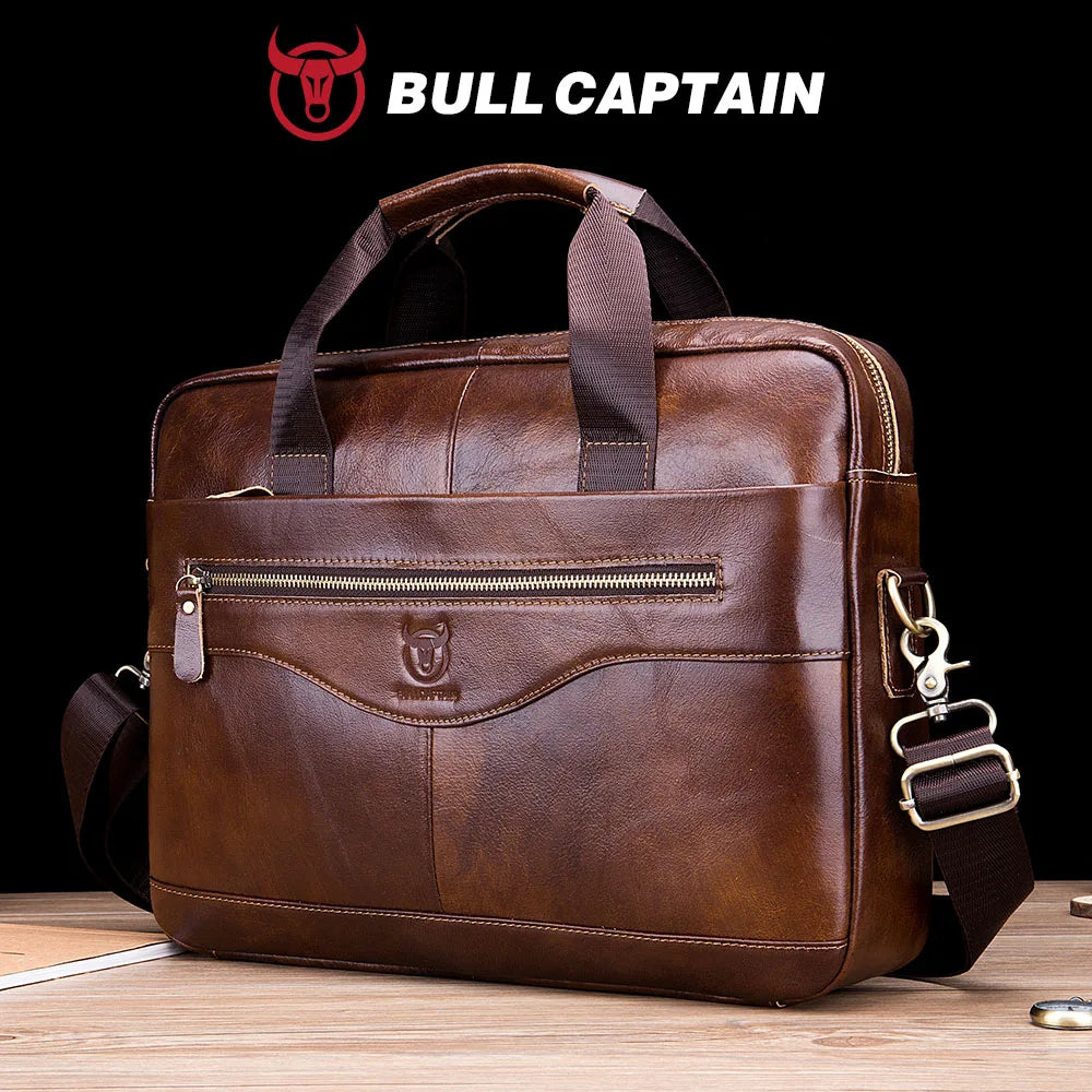 Men's Genuine Leather 14-Inch Laptop Briefcase