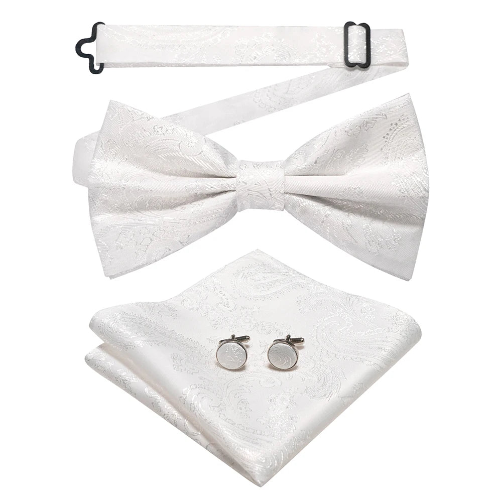 EASTEPIC New Fashion Blue Green Paisley Bow Tie Set for Men Soft Hanky Quality Cufflink Men's Accessory Wedding Present