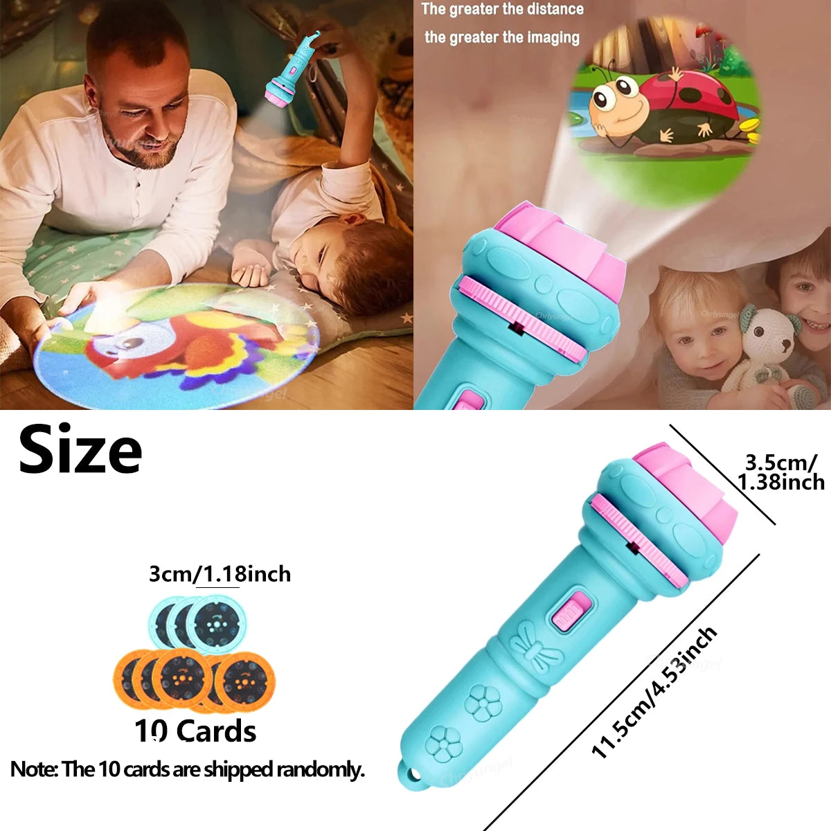 Chriyungel Kids Cartoon Projection Science Toy Flashlight