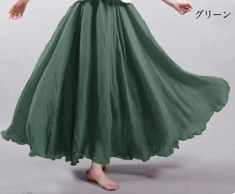 Mori Girl Cotton Linen Ethnic A-Line Long Skirt