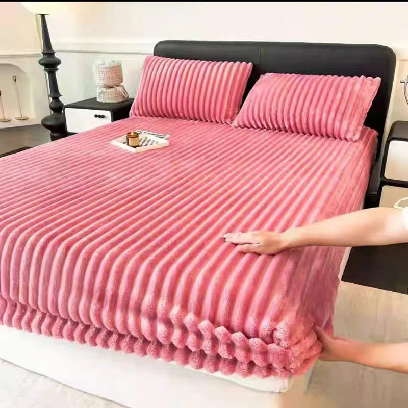 Thickened Keep Warm Autumn Winter Fitted Bed Sheet Set or Only 1 Pcs Fitted Sheets Queen Soft Thicken King Size Mattress Cover
