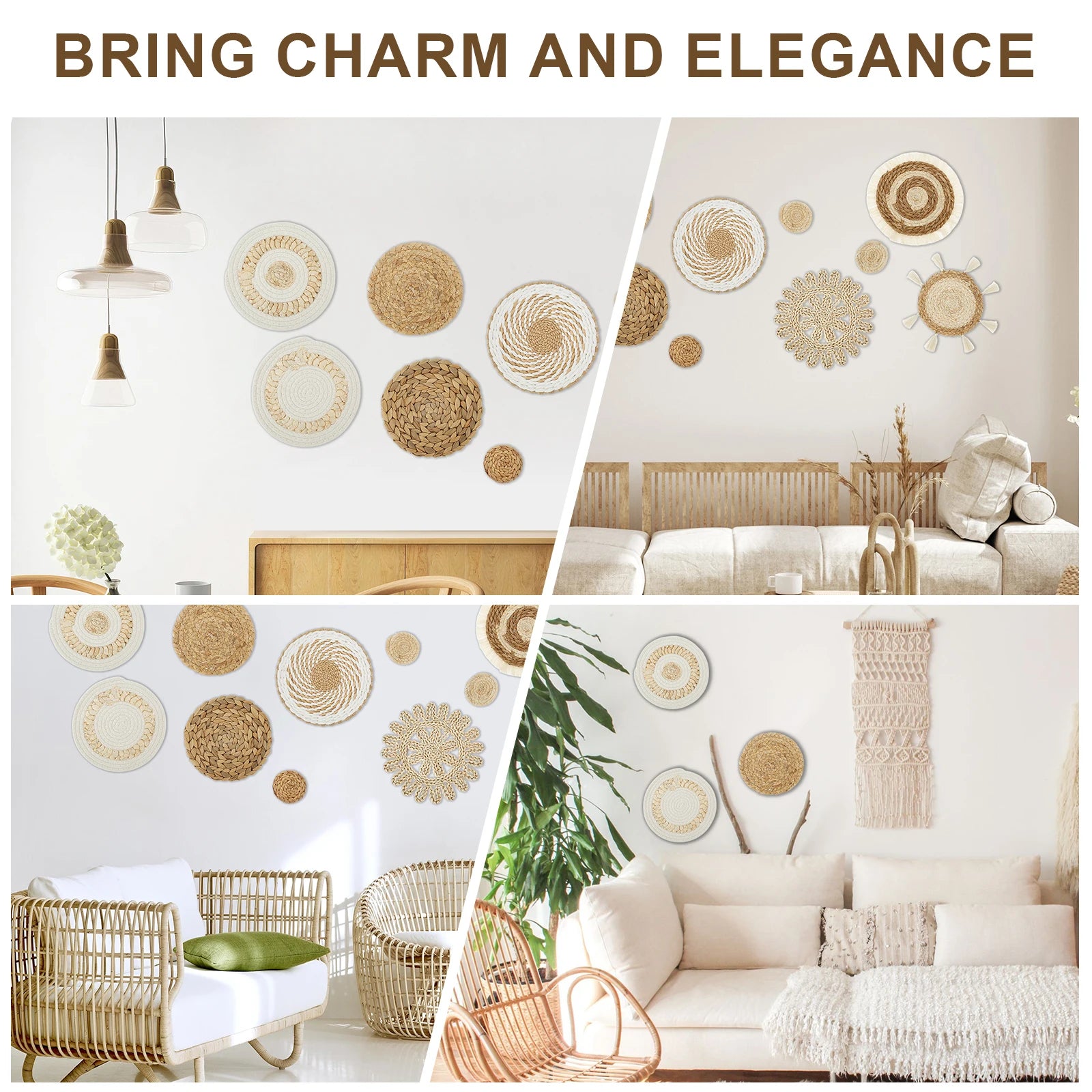 11-Piece Woven Rattan Wall Basket Decor Set