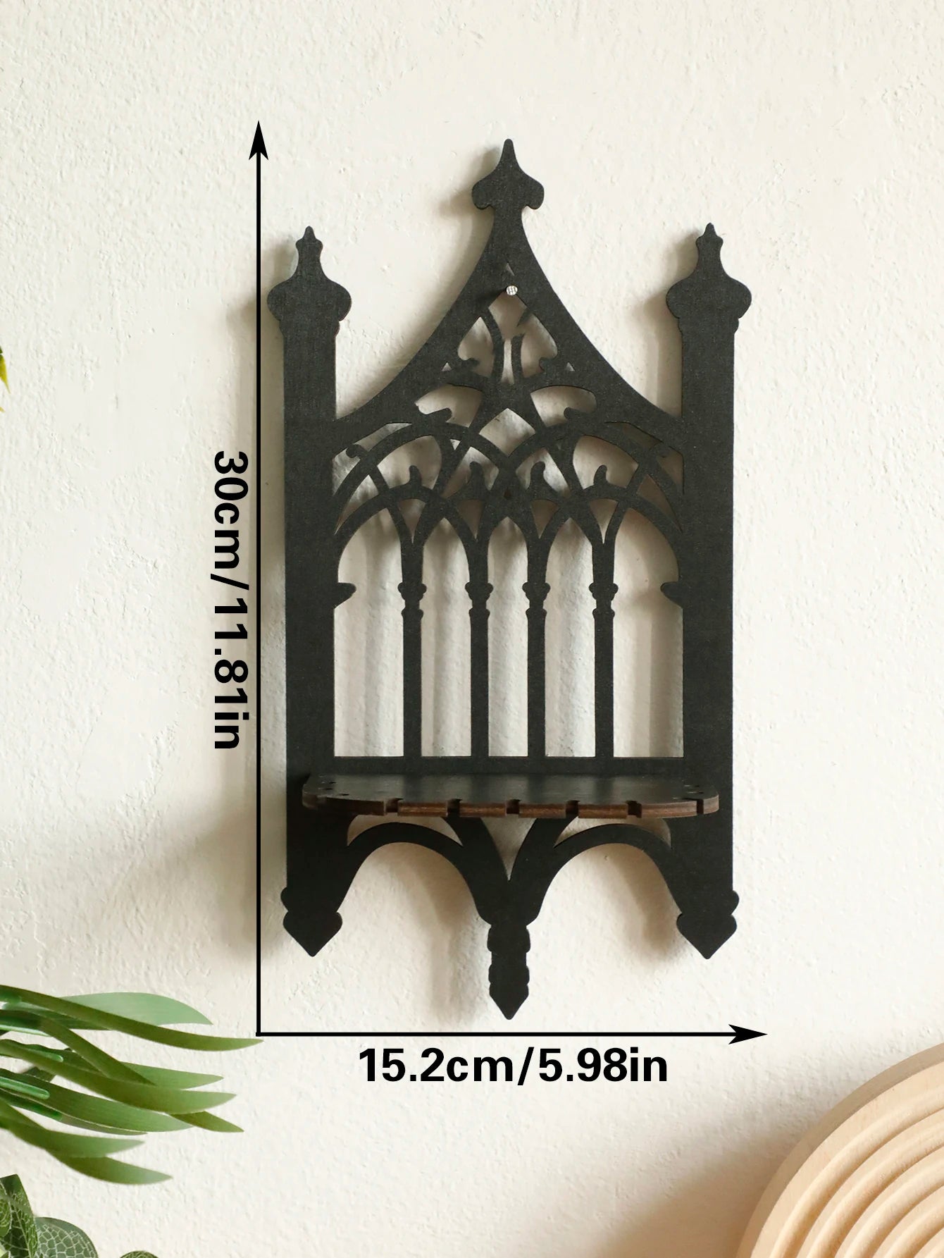 Black Gothic Floating Shelf – Crystal Holder Wall Decor