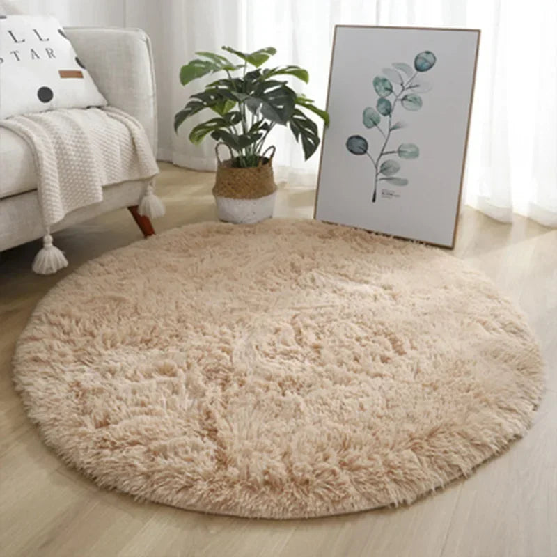 Super Soft Plush Round Rug – Fluffy Pile Floor Mat