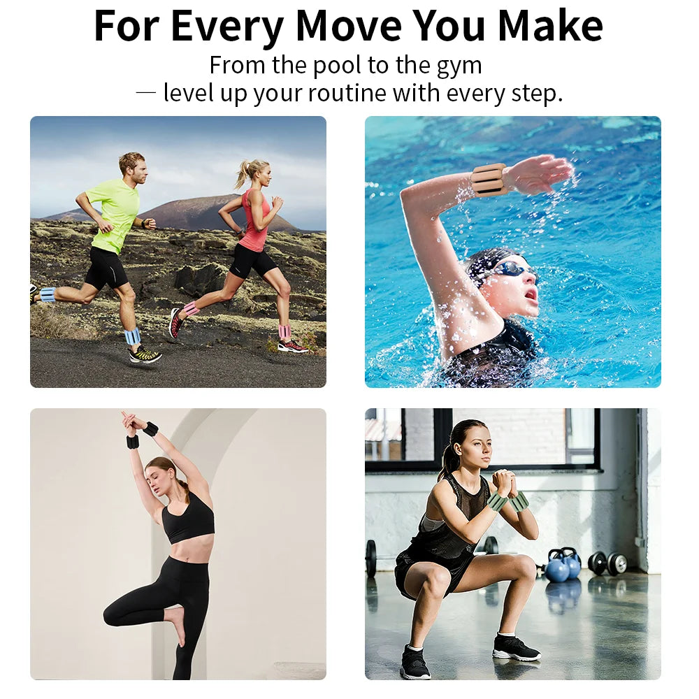 Adjustable Wrist Weight Sweat-proof Silicone Ankle Weights for Home Gym Exercise, Running, Pilates, Yoga, Walking, Strength