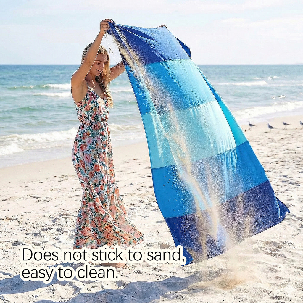 Multiple Sizes Beach Blanket Sandproof Waterproof Large Quick Drying Outdoor Picnic Mat with 4 Stakes for Travel Camping Hiking