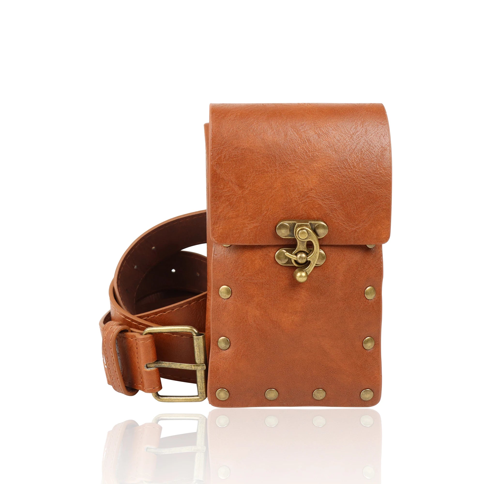 Renaissance Belt Pouch Set with 3 Leather Potion Bottles
