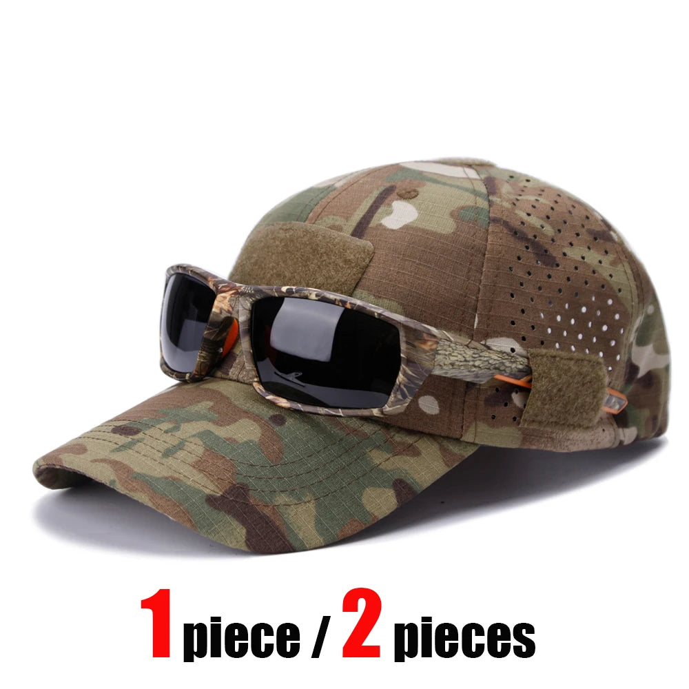 1/2pcs New Men Camouflage Baseball Cap Breathable Sunscreen Hat Outdoor Sports Hunting Hiking Camping Beach Fishing Sun Hat