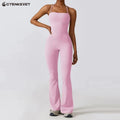 New Summer Women Sleeveless Yoga Jumpsuit Female Gym Flared Overalls Neck-hanging Backless Sportswear Sport Outfit For Woman