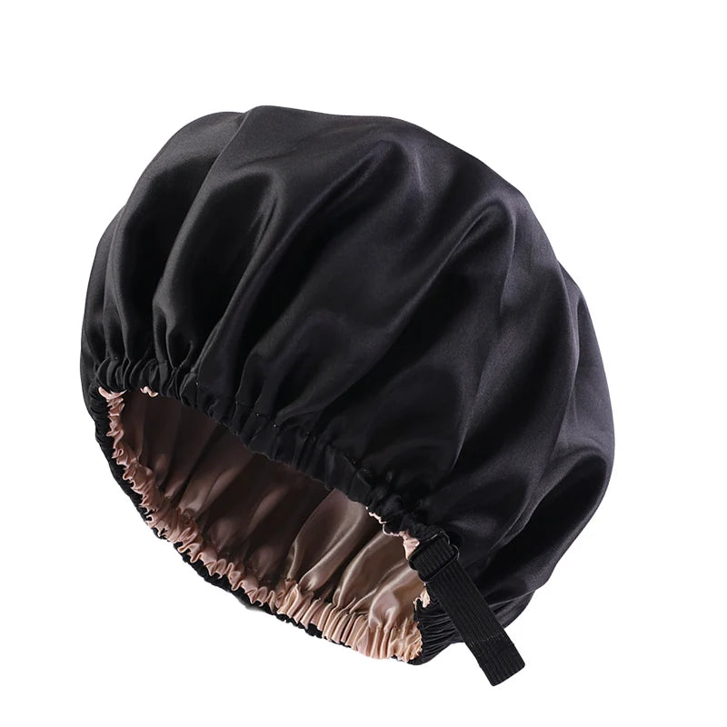 Satin Bonnet For Sleeping Adjustable Silk Bonnet For Curly Hair Bonnets Double Layer Large Satin Lined Sleep Cap For Women