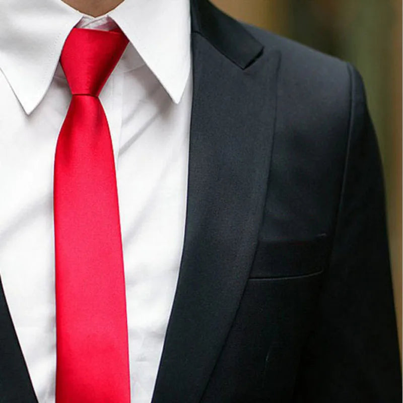 Fashion 5CM Skinny Slim Narrow Ties for man Solid Color Black Red Blue Patterns Necktie For mens Neck Tie Neckwear