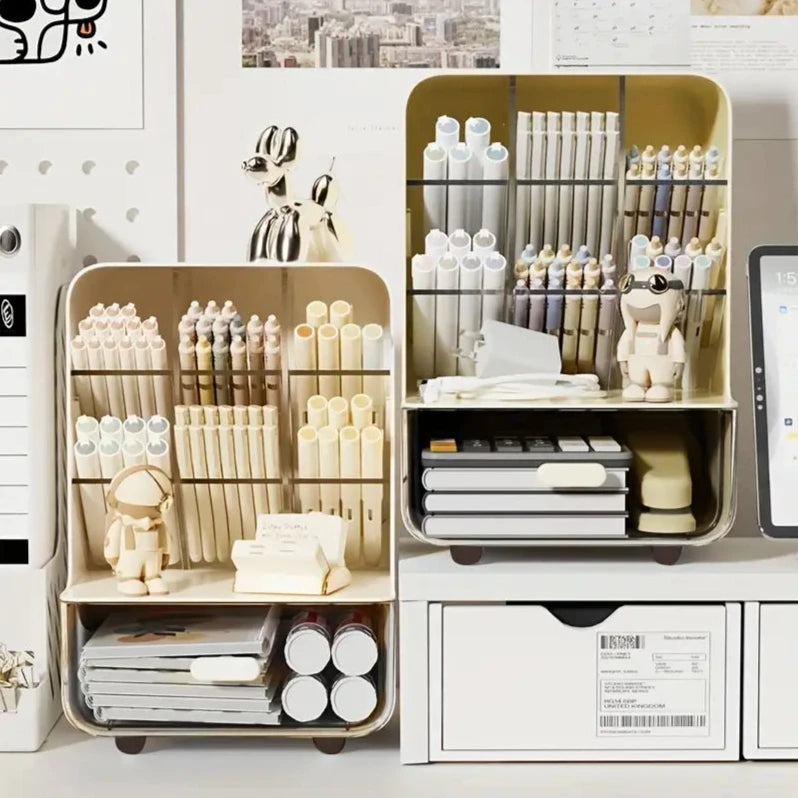 Multi-Layer Desk Organizer Large Capacity Office Accessories Slanted Insert Pencil Holder Storage Box Stationery Supplies School