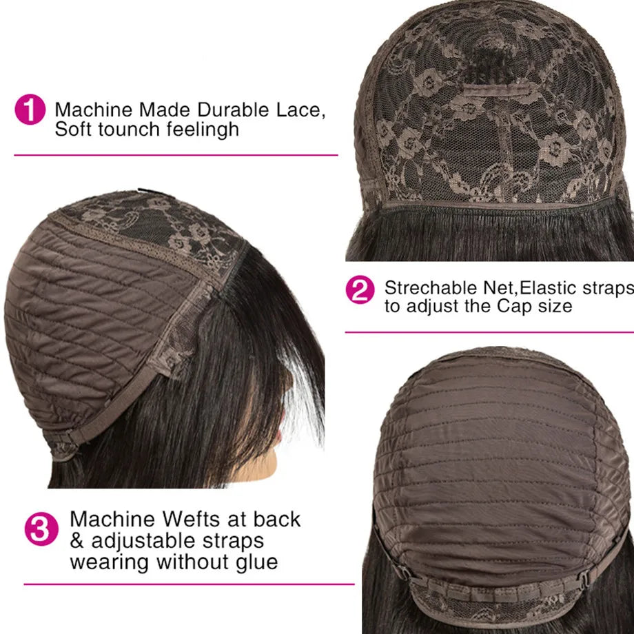 Glueless Body Wave Wig with Bangs – Brazilian Human Hair