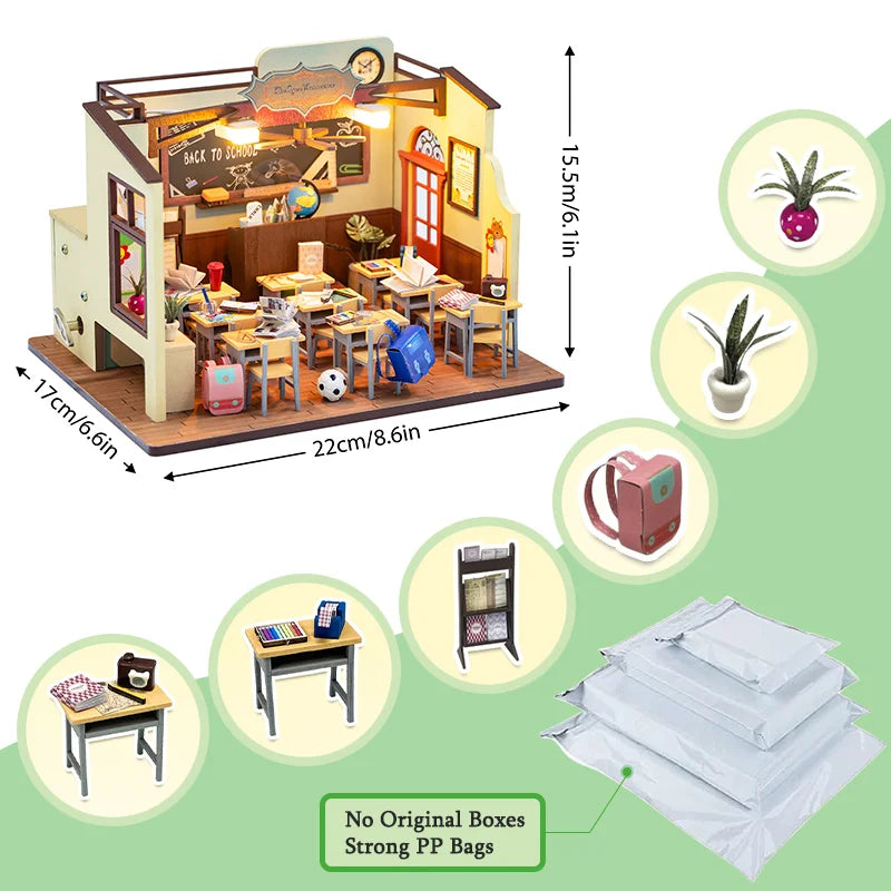 Miniature 3D Wooden Puzzle Dollhouse – 18 Designs