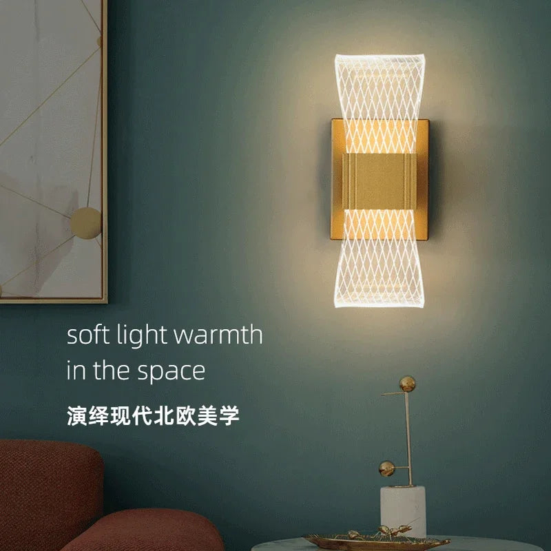 Nordic Luxury Wall Lamp LED Bedside Lamp Aluminum Wall Light Modern Living Room Background Wall Decorative Light