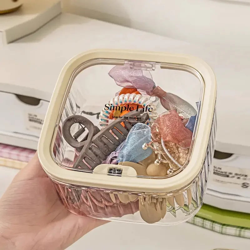 1-Piece Transparent Mini Desktop Storage Box, with Pop-Up Lid, Waterproof Multifunctional Storage Container, Laundry Detergent Dispenser Storage Box, Suitable for Storing Beads and Stain Remover Powder, for Desktop, Kitchen,