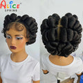Natural Color 6Inch Transparent Full Lace Braided Wigs Short Cute Handmade Bantu Synthetic Braided Lace Wigs Knotless Braids Wig