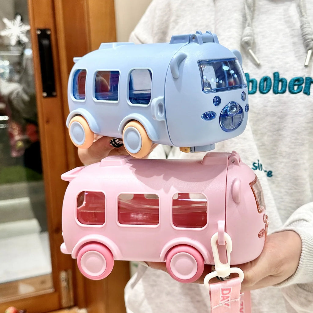 LUSQI 0.5L Cute Toy Car Cup With Straw Indoor And Outdoor Water Bottle Large Capacity Plastic Mug For Summer Drinkware BPA Free