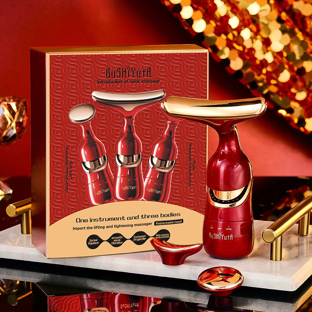 Microcurrent Face & Neck Lifting Massager – LED Vibration