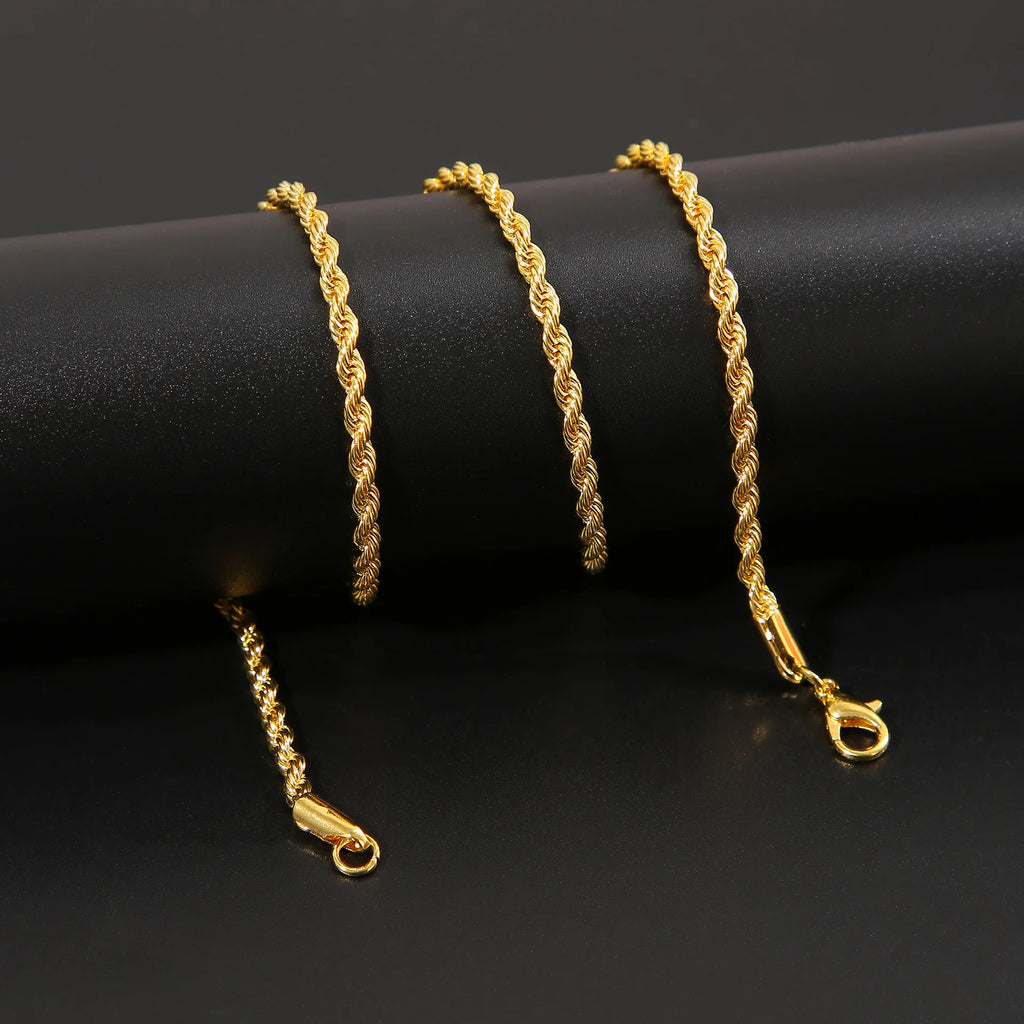 New Simple Classic Rope Chain for Men Women Necklace Casual Punk Stainless Steel Figaro Twisted Cuban Chain Necklace Jewelry