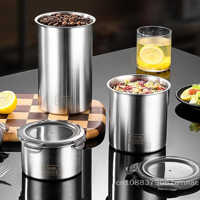Airtight Stainless Steel Storage Jars Set – 3 Sizes