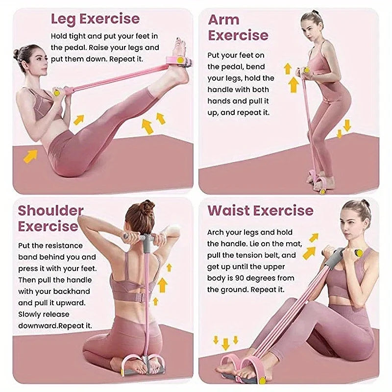 4-Tube Resistance Band Set – Multi-Function Home & Office Workout