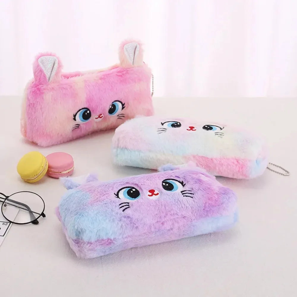 Cartoon Pencil Case Cute Cat Pencil Pouch Large Capacity Pencil Bag Stationery for Girls Kids Back to School