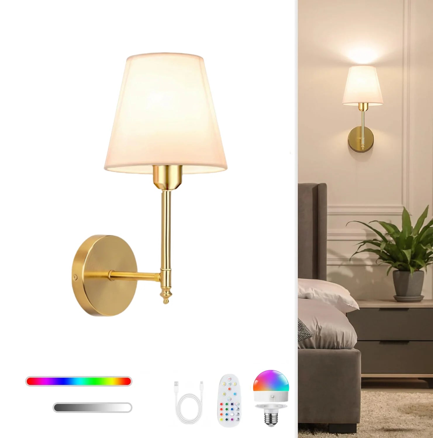Battery-Operated Wireless Wall Sconce | 15 RGB Colors