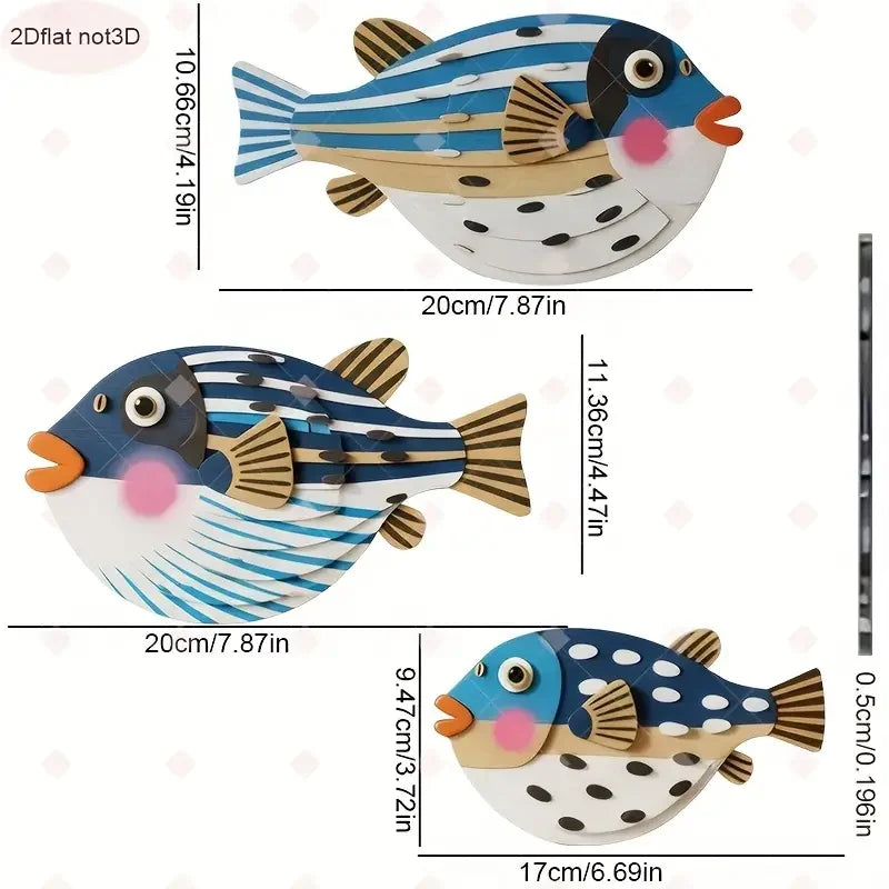 Colorful Wooden Ocean Wall Art Set – Fish, Shells & Starfish
