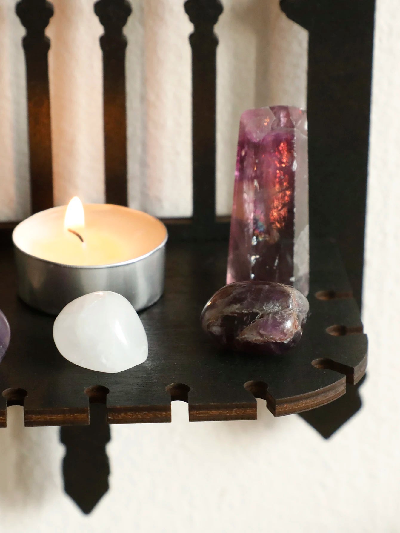 Black Gothic Floating Shelf – Crystal Holder Wall Decor