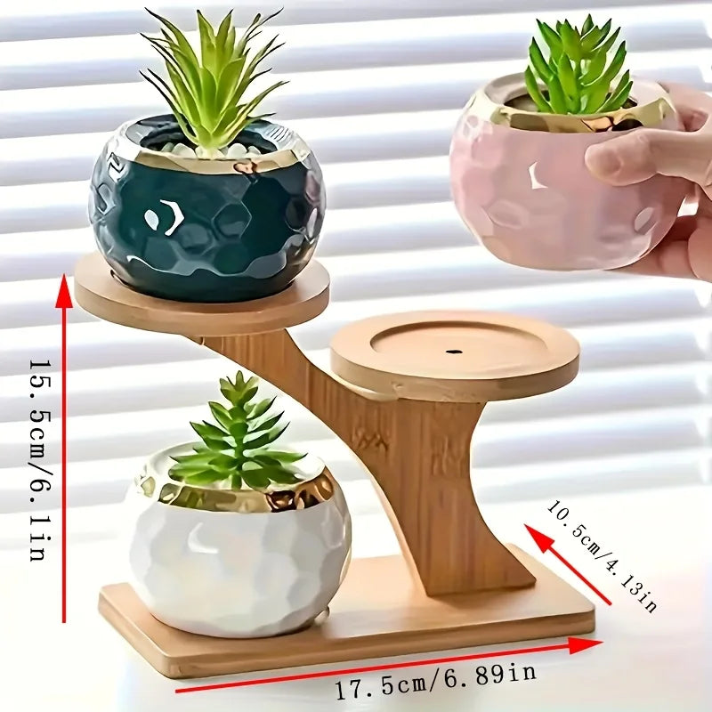 1pc 2-Tier Bamboo Stand,Bamboo Shelf for Home/Office, Compact Design,Perfect for Home and Office Desktop and Balcony Decor