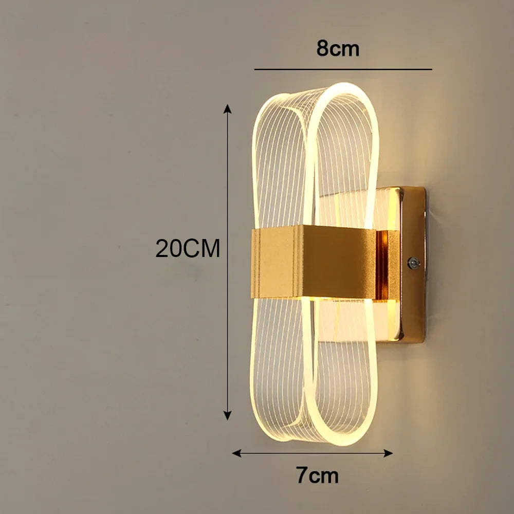 Nordic Luxury Wall Lamp LED Bedside Lamp Aluminum Wall Light Modern Living Room Background Wall Decorative Light