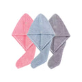 Solid Color Hair Towel Textured Dry Hair Cap 9.8' X 25.5' Absorbent Hair Towel Wrap for Button-Down Women