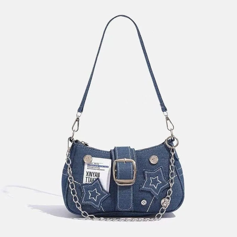 Y2K Star Canvas Underarm Bag