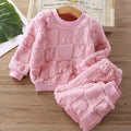 Autumn Winter Flange Sleepwear Girls Boys Long Sleeve Home Clothing Baby Kid Sleep Costume Tops+Pants Suits 0-5Y