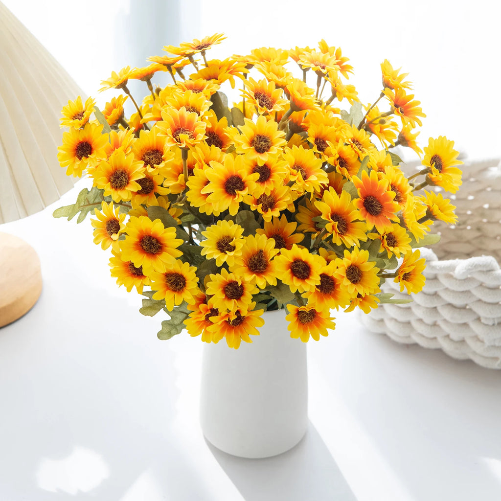 Artificial Plastic Daisy Flowers Centerpieces Fake Plant Wedding Room Home Party Gifts Handheld Arrangement Festival Bouquet
