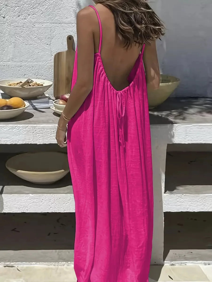 Backless Loose Slip Dress – Breathable Lazy-Style Loungewear