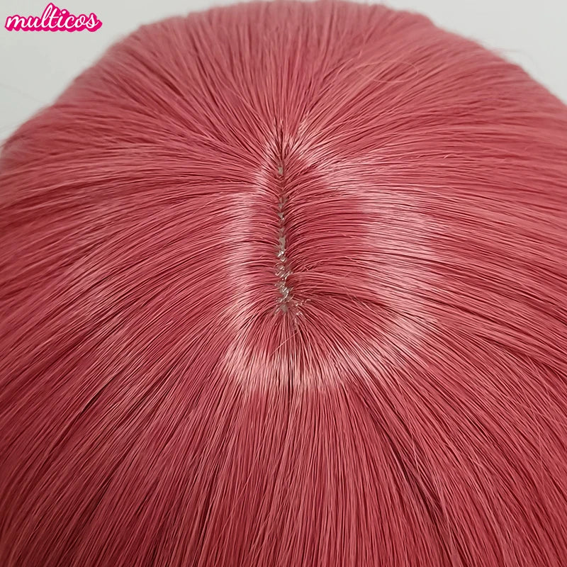 High Quality Makima Cosplay Wig Long Rose Red Braided Heat Resistant Synthetic Hair Halloween Party Scalp Anime Wigs + Wig Cap