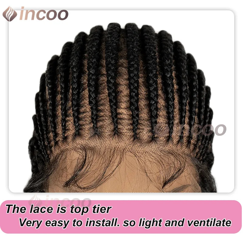 8 Inch Conrow Box Braided Wigs Synthetic Full Lace Front Wigs for Women African Twist Ends Braid Hair Wigs